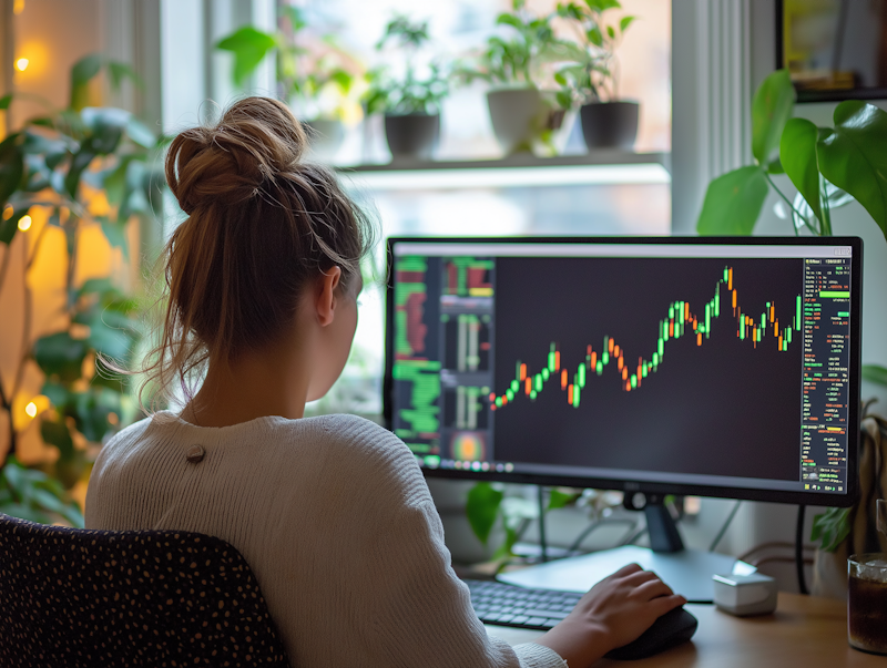 Consulente finanziario professionale che analizza grafici di investimento e strategie di portafoglio
